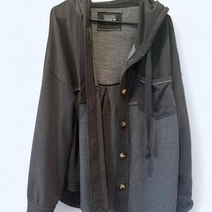 Grey & black patchwork hoodie